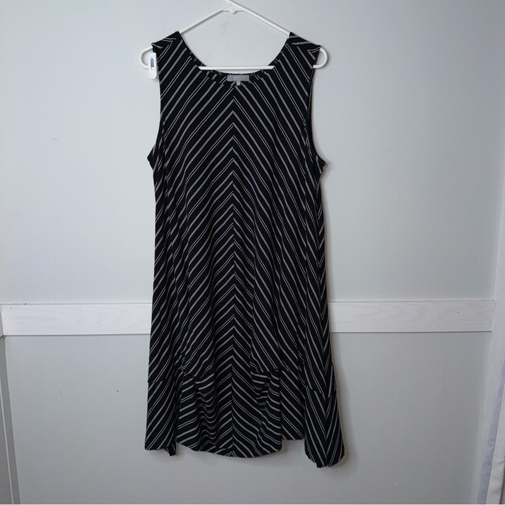 Habitat Black sleeveless midi dress with white stripes